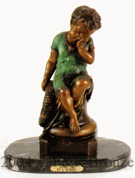 Crying Girl bronze sculpture by Auguste Moreau