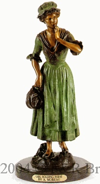 Girl Holding Purse bronze by Auguste Moreau