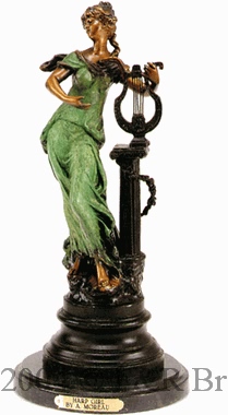 Harp Girl Bronze statue by Auguste Moreau