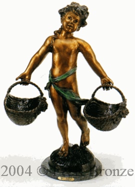 Heavy Basket bronze statue by Auguste Moreau