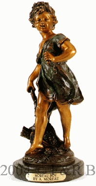 Moreau Boy bronze statue by Auguste Moreau