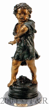 Pebble Thrower bronze statue by Moreau