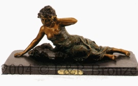 Reclining Water Girl bronze sculpture by Moreau