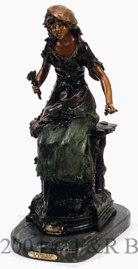 Red Riding Hood Bronze statue by Auguste Moreau