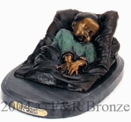 Sleeping Baby bronze statue by Auguste Moreau