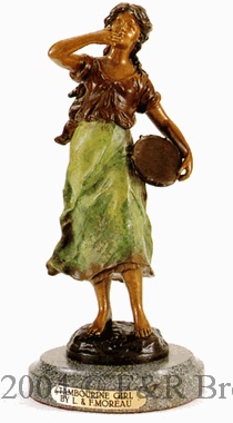 Tambourine Girl bronze statue by Auguste Moreau