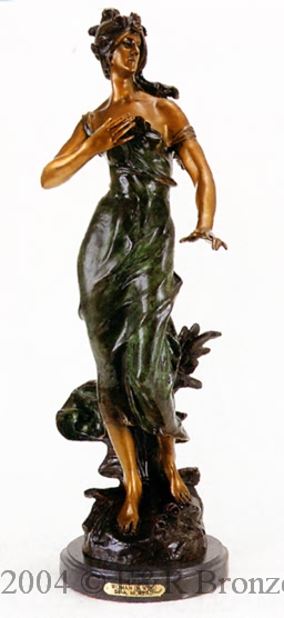 Woman in Wind bronze statue by Moreau