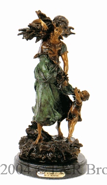 Wood Woman With Child bronze statue