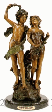 Young Lovers bronze by Auguste Moreau