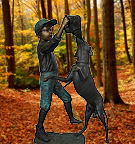 Boy with dog Bronze