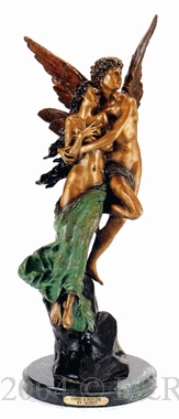 Cupid and Psyche bronze sculpture by Godet
