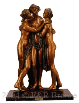 Three Graces bronze statue by Torrione