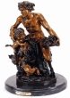 Male Satyr Group bronze by Clodion