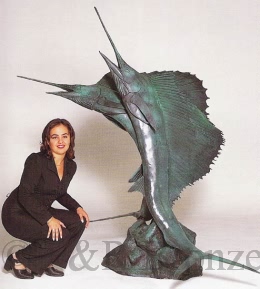 Sword Fish bronze fountain by Castano