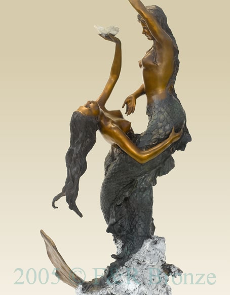 Two Mermaids bronze fountain-6