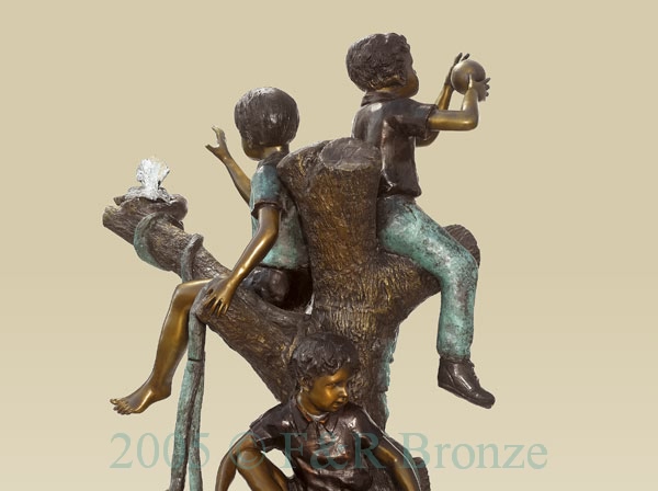 Three Boys and Two Girls on Tree bronze