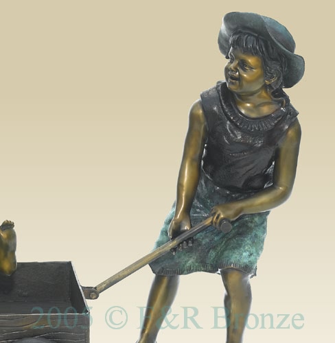 Pulling the Wagon bronze statue