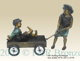 Pulling The Wagon bronze statue