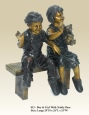 Boy and Girl with Teddy Bear bronze statue