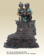 Boy and Girl Reading On Wall bronze fountain