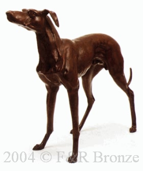 Greyhound bronze statue by Pierre Mene