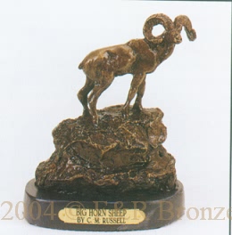 Big Horn Sheep Bronze statue by Charles Russell