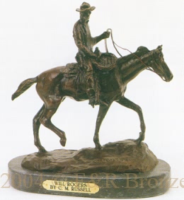 Will Rogers bronze statue by Charles Russell