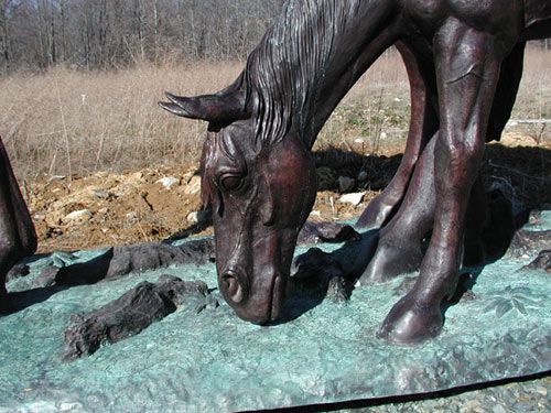 Mare with Colt bronze sculpture - 3