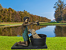 Boy Washing Dog Children bronze statue