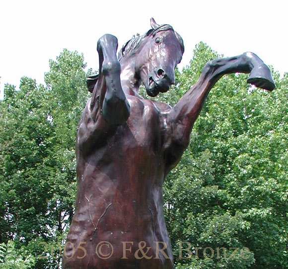 Rearing Stallion Bronze statue-11