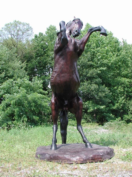 Rearing Stallion Bronze statue-4