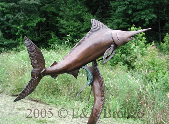 Two Sword Fish bronze-3