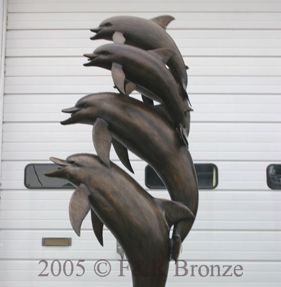 Five Jumping Dolphins bronze reproduction-2