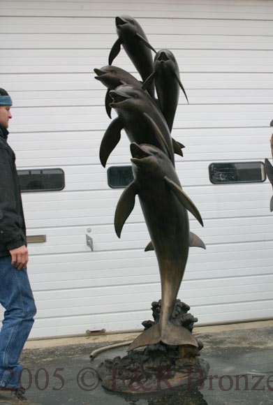 Five Jumping Dolphins bronze reproduction-4