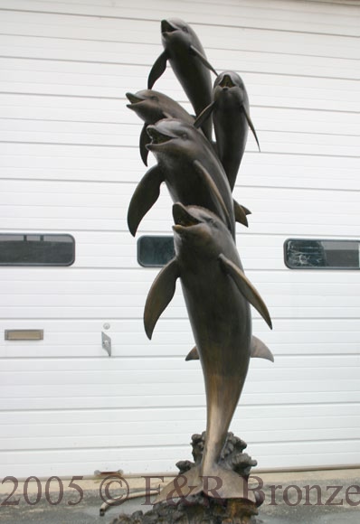Five Jumping Dolphins bronze reproduction-7