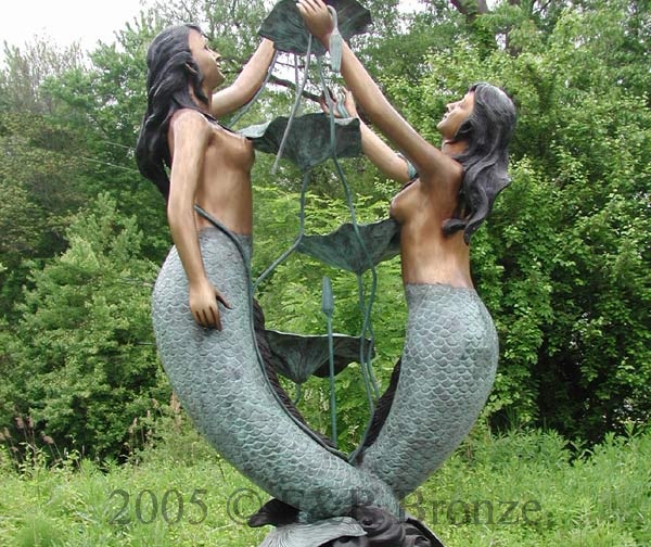 Twin Mermaid Bronze Fountain-1