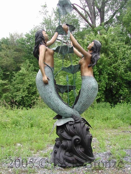 Twin Mermaid Bronze Fountain-2
