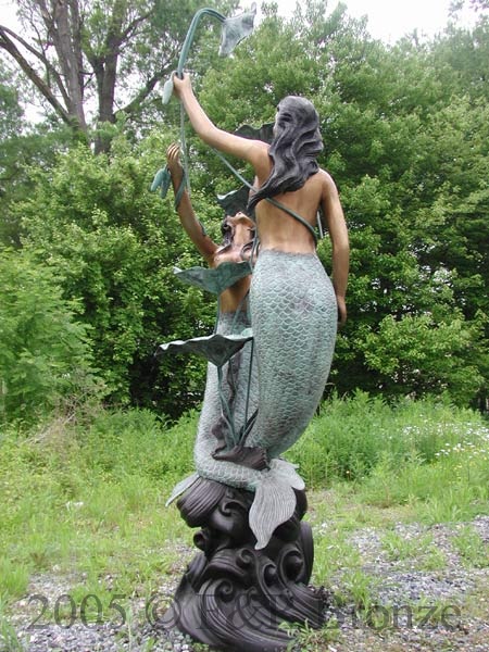 Twin Mermaid Bronze Fountain-3