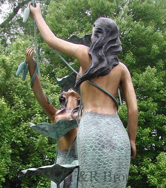 Twin Mermaid Bronze Fountain-4