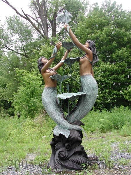 Twin Mermaid Bronze Fountain-6