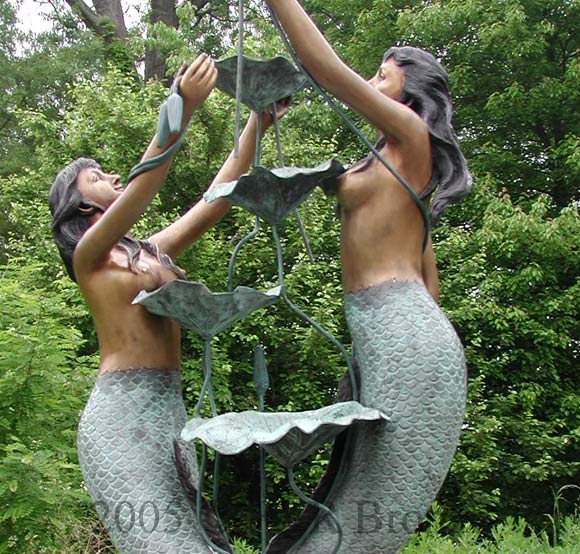 Twin Mermaid Bronze Fountain-7