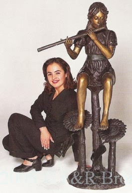 Girl With Flute bronze by Herbert