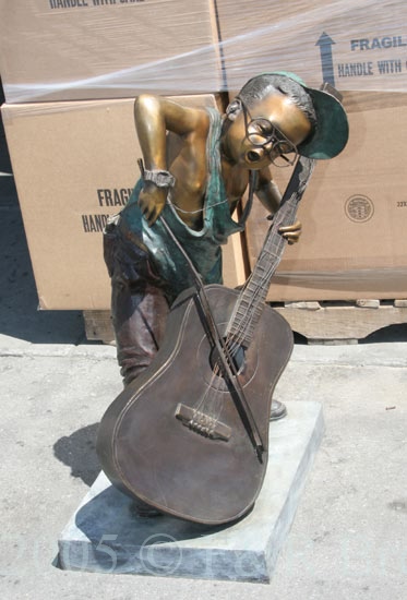 Boy Playing Cello Bronze Sculpture