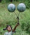 Girl With Balloons & Flowers bronze statue