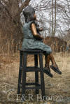 Girl with Teddy Bear bronze sculpture