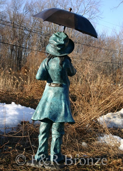 Girl Holding Umbrella bronze-5