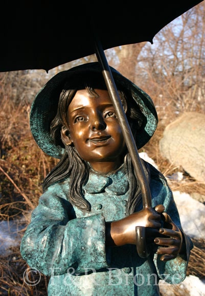 Girl Holding Umbrella bronze-7