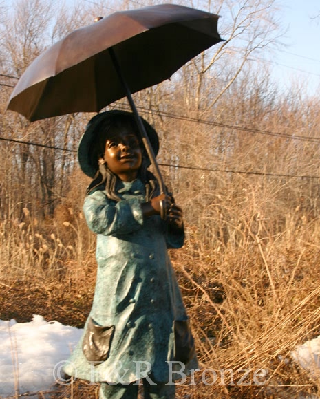 Girl Holding Umbrella bronze-9