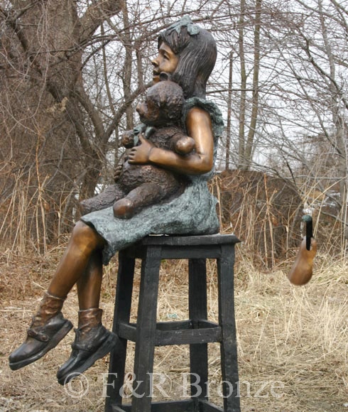 Girl with Teddy Bear bronze-1