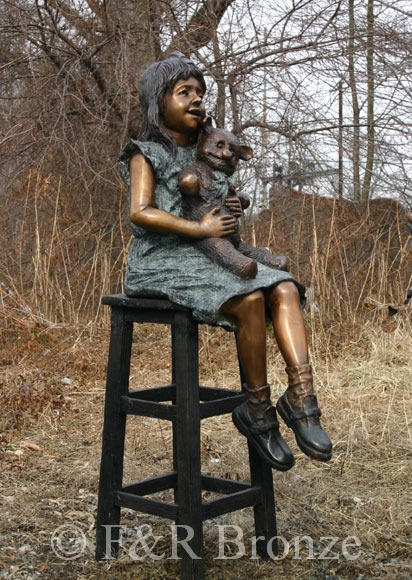 Girl with Teddy Bear bronze-2